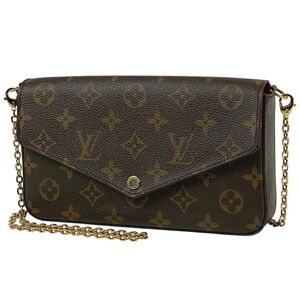 Louis Vuitton Felicie Pochette Chain Shoulder Bag Brown Fuchsia Pink
